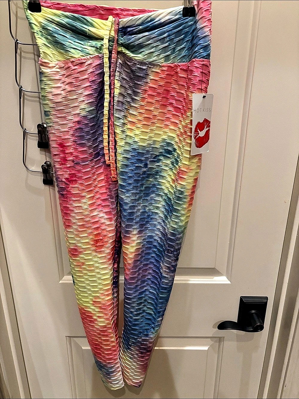 Hot Kiss Honeycomb Textured Scrunch Butt Tie-Dye Leggings